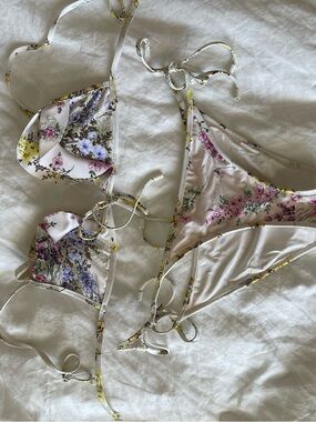 Zimmermann White Bikini with Yellow Floral Accents